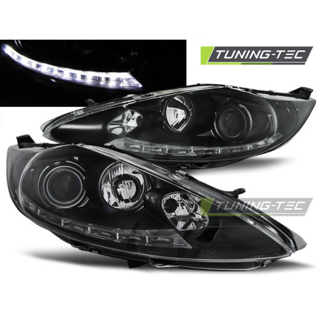Fari Anteriori con Luci Diurne Luci Diurne Nero per Ford Fiesta Mk7 08/2008-09/2012 (Cod. TT-LPFO59)
