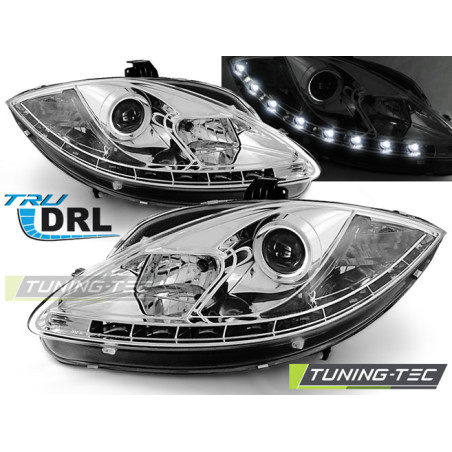 Fari Anteriori Luci Diurne DRL Cromato per Seat Leon Altea 2009-2012 (Cod. TT-LPSE25)