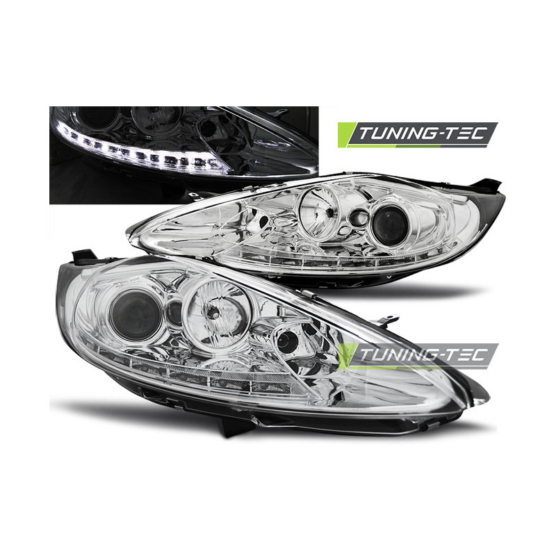 Fari Anteriori con Luci Diurne Luci Diurne Cromato per Ford Fiesta Mk7 08/2008-09/2012 (Cod. TT-LPFO