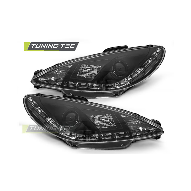 Fari Anteriori con Luci Diurne Luci Diurne Nero per Peugeot 206 10/1998-2002 (Cod. TT-LPPE19)
