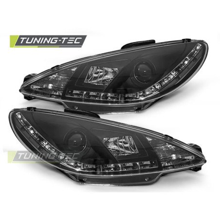 Fari Anteriori con Luci Diurne Luci Diurne Nero per Peugeot 206 10/1998-2002 (Cod. TT-LPPE19)