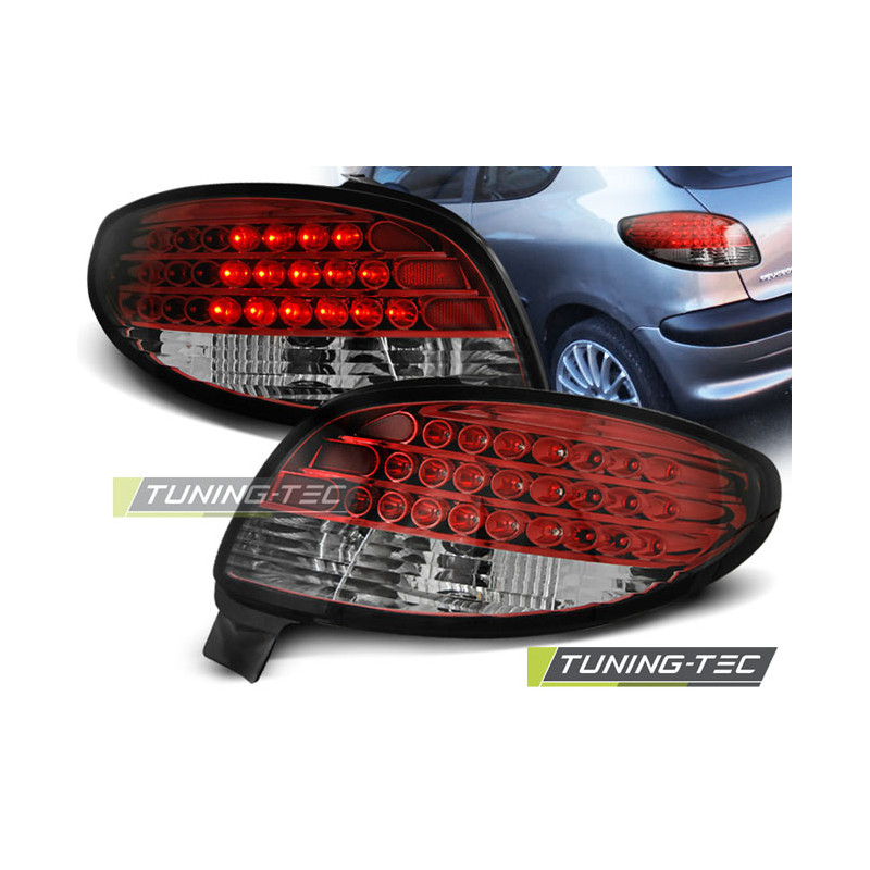 Fanali Posteriori LED Rosso/bianco per Peugeot 206 Dal 10/1998 (Cod. TT-LDPE07)