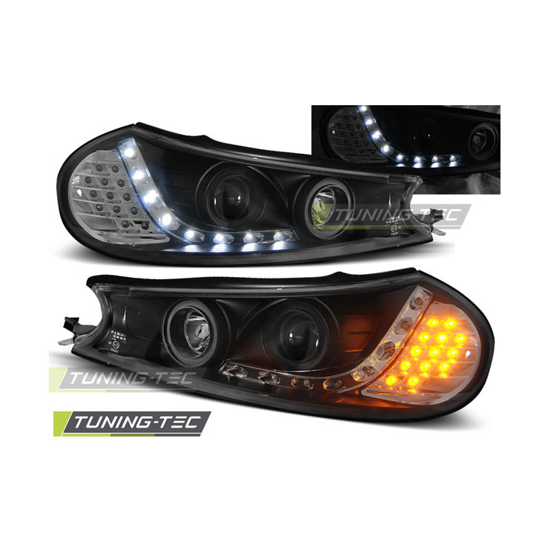 Fari Anteriori con Luci Diurne Luci Diurne Nero per Ford Mondeo 10/1996-08/2000 (Cod. TT-LPFO29)