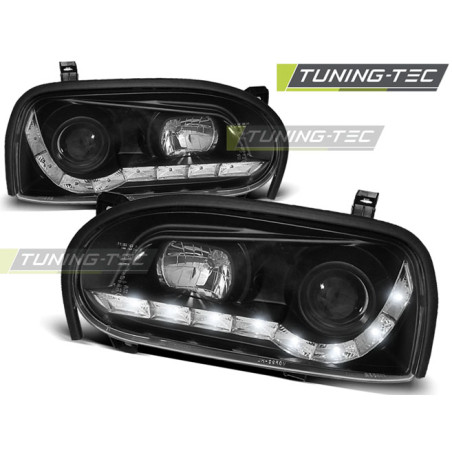 Fari Anteriori Luci Diurne Nero per Volkswagen Golf 3 09/1991-08/1997 (Cod. TT-LPVW43)