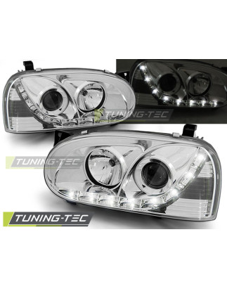 Fari Anteriori Luci Diurne Cromato per Volkswagen Golf 3 1991-1997 (Cod. TT-LPVW94)
