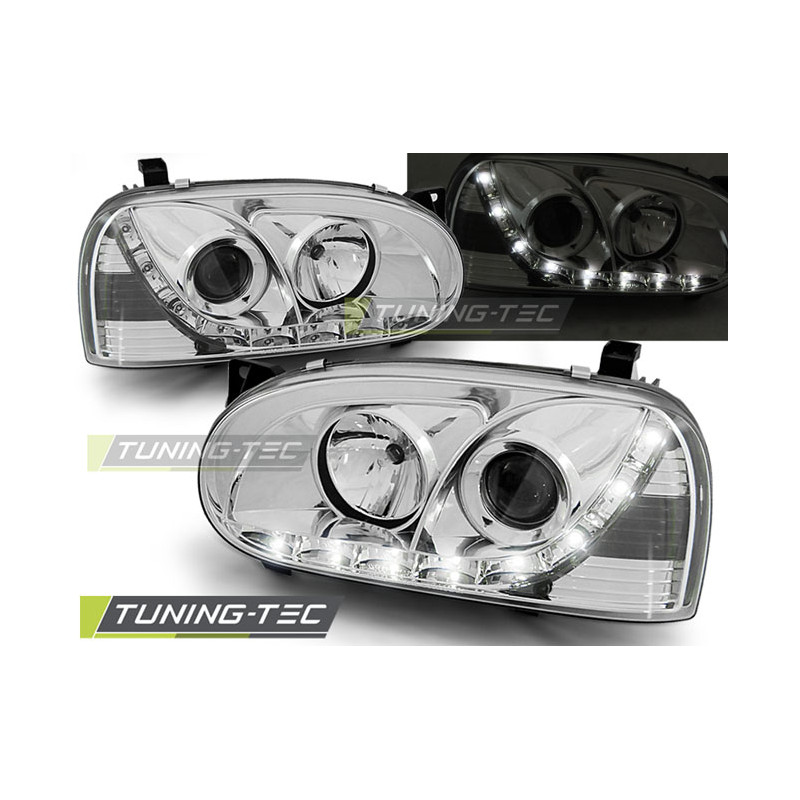 Fari Anteriori Luci Diurne Cromato per Volkswagen Golf 3 1991-1997 (Cod. TT-LPVW94)