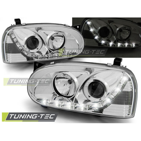 Fari Anteriori Luci Diurne Cromato per Volkswagen Golf 3 1991-1997 (Cod. TT-LPVW94)