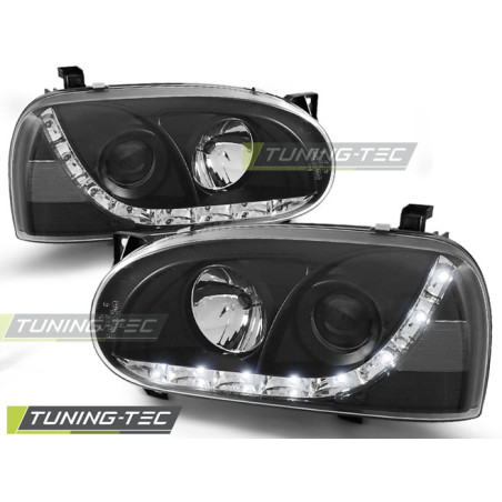 Fari Anteriori Luci Diurne Nero per Volkswagen Golf 3 1991-1997 (Cod. TT-LPVW95)