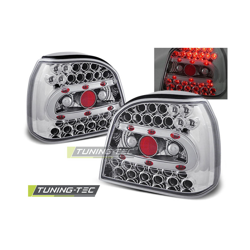 Fanali Posteriori LED Cromato per Volkswagen Golf 3 09/1991-08/1997 (Cod. TT-LDVW12)