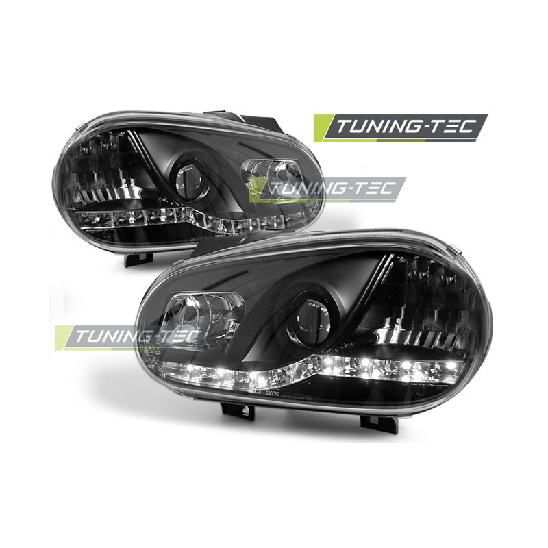 Fari Anteriori Luci Diurne Nero per Volkswagen Golf 4 09/1997-09/2003 (Cod. TT-LPVW86)
