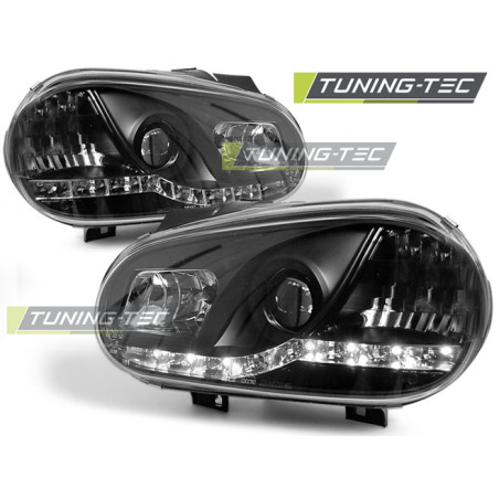Fari Anteriori Luci Diurne Nero per Volkswagen Golf 4 09/1997-09/2003 (Cod. TT-LPVW86)
