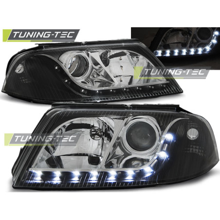 Fari Anteriori Luci Diurne Nero per Volkswagen Passat 3BG B5 Fl 09/2000-03/2005 (Cod. TT-LPVW56)