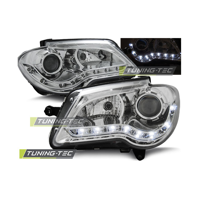 Fari Anteriori Luci Diurne Cromato per Volkswagen Touran 2006-2010 (Cod. TT-LPVWF4)
