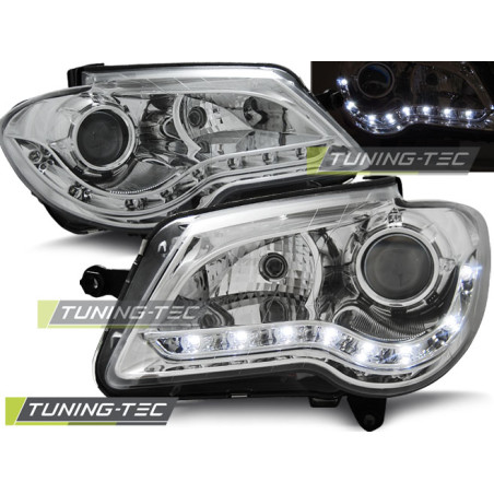 Fari Anteriori Luci Diurne Cromato per Volkswagen Touran 2006-2010 (Cod. TT-LPVWF4)