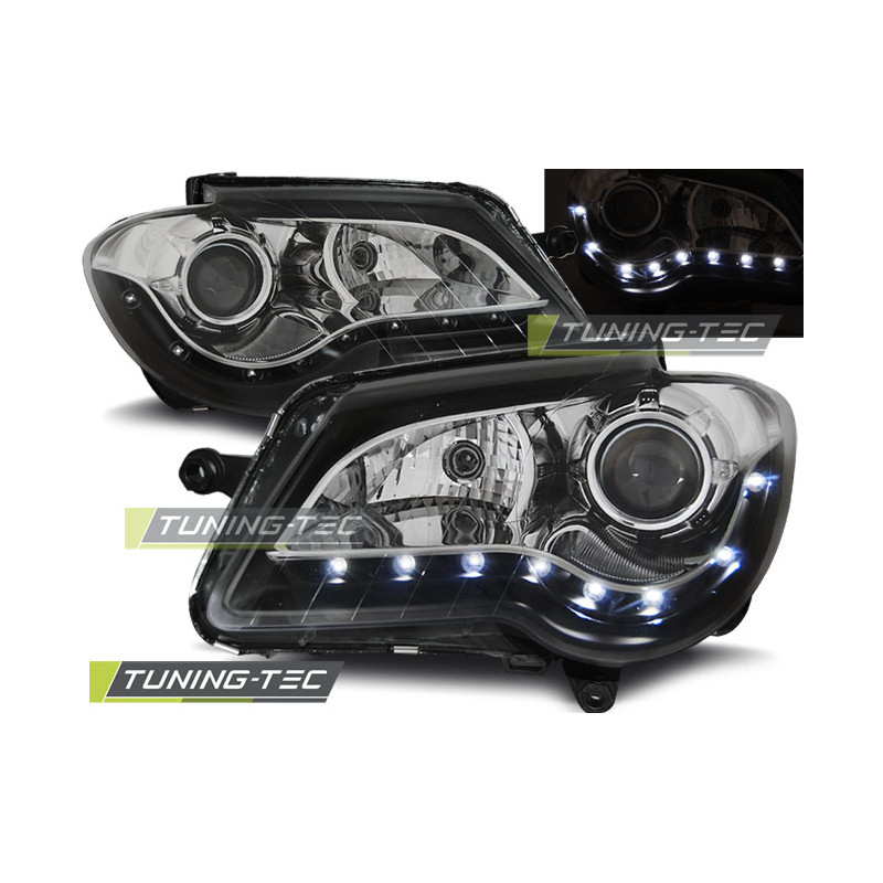 Fari Anteriori Luci Diurne Nero per Volkswagen Touran 2006-2010 (Cod. TT-LPVWF5)