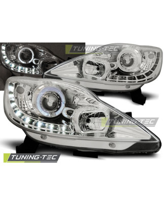 Fari Anteriori con Luci Diurne Luci Diurne Cromato per Peugeot 107 2005-2011 (Cod. TT-LPPE24)