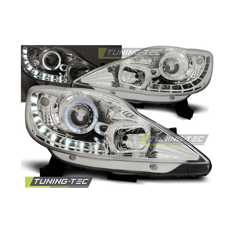 Fari Anteriori con Luci Diurne Luci Diurne Cromato per Peugeot 107 2005-2011 (Cod. TT-LPPE24)