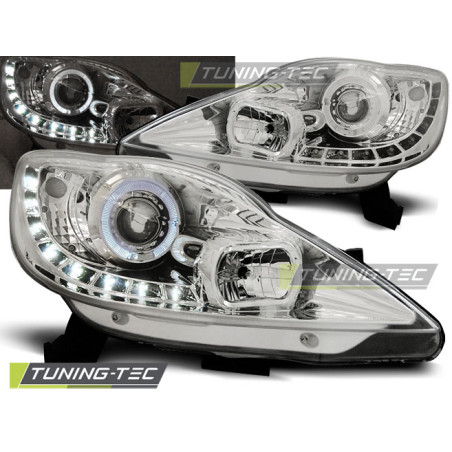 Fari Anteriori con Luci Diurne Luci Diurne Cromato per Peugeot 107 2005-2011 (Cod. TT-LPPE24)