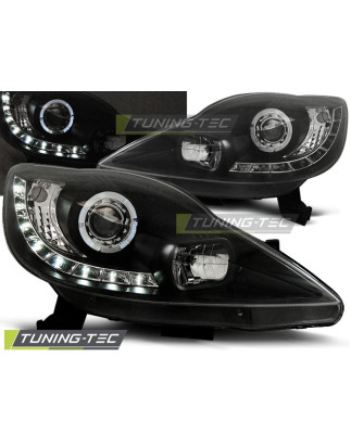 Fari Anteriori con Luci Diurne Luci Diurne Nero per Peugeot 107 2005-2011 (Cod. TT-LPPE25)