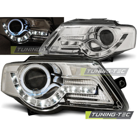 Fari Anteriori Luci Diurne Cromato per Volkswagen Passat B6 3C 03/2005-2010 (Cod. TT-LPVWF6)