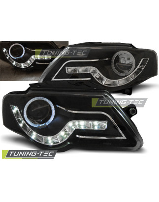 Fari Anteriori Luci Diurne Nero per Volkswagen Passat B6 3C 03/2005-2010 (Cod. TT-LPVWF7)