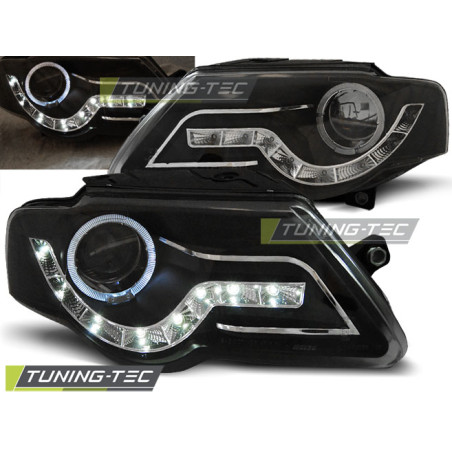 Fari Anteriori Luci Diurne Nero per Volkswagen Passat B6 3C 03/2005-2010 (Cod. TT-LPVWF7)