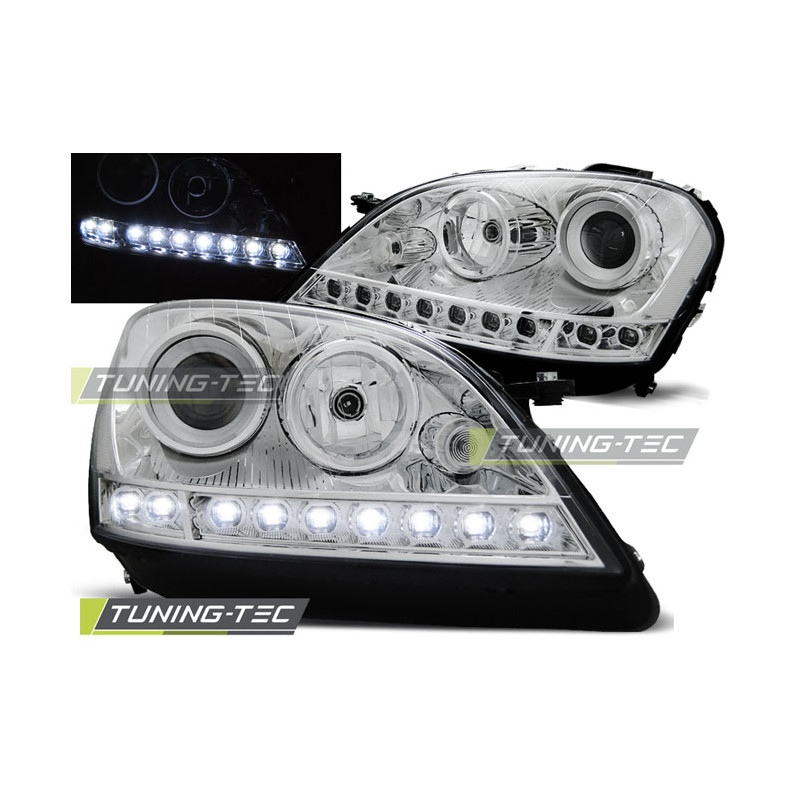 Fari Anteriori Luci Diurne Cromato per Mercedes-Benz W164 Ml Classe M 2005-2007 (Cod. TT-LPME63)