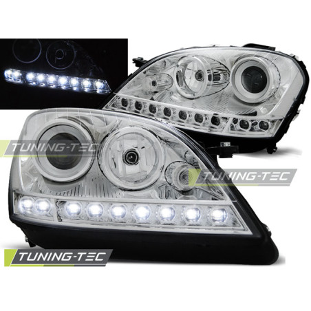 Fari Anteriori Luci Diurne Cromato per Mercedes-Benz W164 Ml Classe M 2005-2007 (Cod. TT-LPME63)