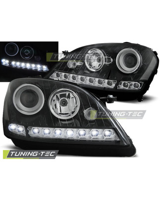 Fari Anteriori Luci Diurne Nero per Mercedes-Benz W164 Ml Classe M 2005-2007 (Cod. TT-LPME64)