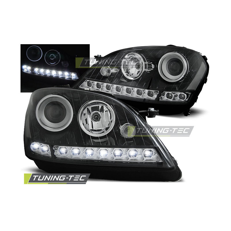 Fari Anteriori Luci Diurne Nero per Mercedes-Benz W164 Ml Classe M 2005-2007 (Cod. TT-LPME64)