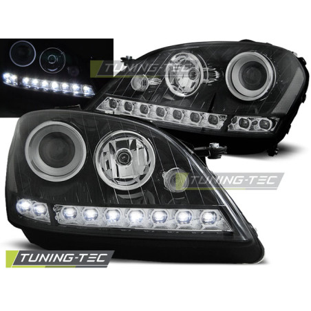Fari Anteriori Luci Diurne Nero per Mercedes-Benz W164 Ml Classe M 2005-2007 (Cod. TT-LPME64)