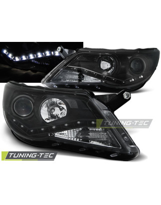 Fari Anteriori Luci Diurne Nero per Volkswagen Tiguan 10/2007-2011 (Cod. TT-LPVWF3)