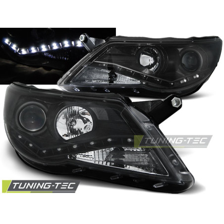 Fari Anteriori Luci Diurne Nero per Volkswagen Tiguan 10/2007-2011 (Cod. TT-LPVWF3)