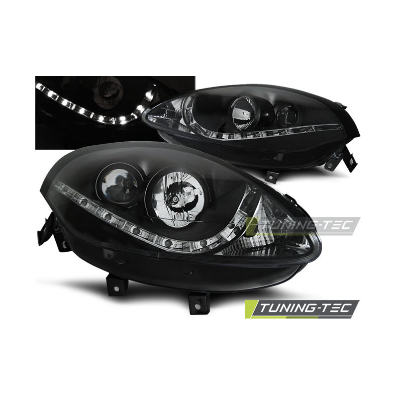 Fari Anteriori con Luci Diurne Luci Diurne Nero per Fiat Bravo Ii 2007-2015 (Cod. TT-LPFI18)