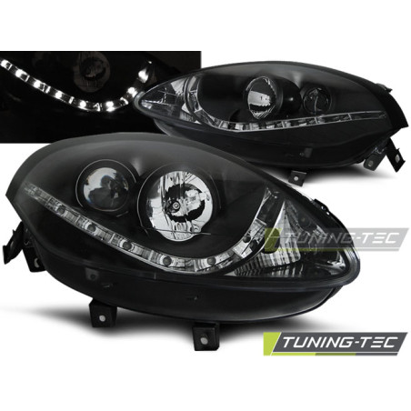 Fari Anteriori con Luci Diurne Luci Diurne Nero per Fiat Bravo Ii 2007-2015 (Cod. TT-LPFI18)