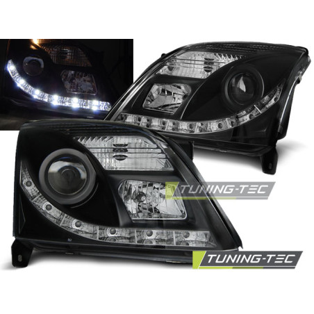 Fari Anteriori con Luci Diurne Luci Diurne Nero per Opel Vectra C 04/2002-08/2005 (Cod. TT-LPOP76)