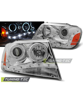 Fari Anteriori con Luci Diurne Luci Diurne Cromato per Chrysler Jeep Grand Cherokee 1999-05/2005 (Co