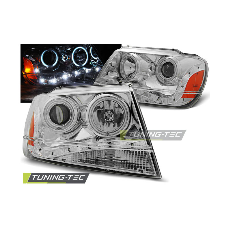 Fari Anteriori con Luci Diurne Luci Diurne Cromato per Chrysler Jeep Grand Cherokee 1999-05/2005 (Co
