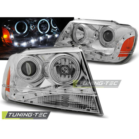 Fari Anteriori con Luci Diurne Luci Diurne Cromato per Chrysler Jeep Grand Cherokee 1999-05/2005 (Co