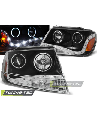 Fari Anteriori con Luci Diurne Luci Diurne Nero per Chrysler Jeep Grand Cherokee 1999-05/2005 (Cod. 