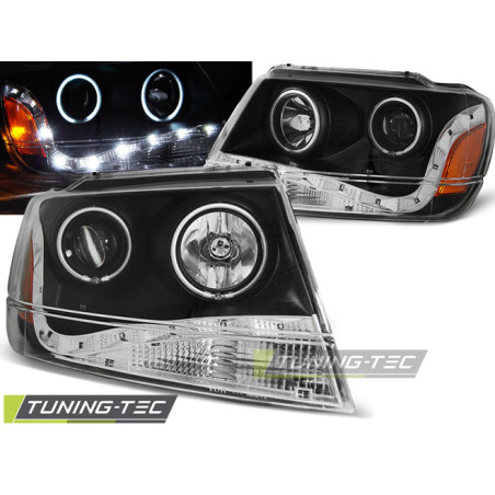 Fari Anteriori con Luci Diurne Luci Diurne Nero per Chrysler Jeep Grand Cherokee 1999-05/2005 (Cod. 