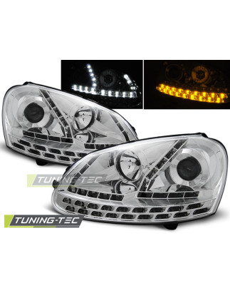 Fari Anteriori Luci Diurne Cromato per Volkswagen Golf 5 2003-2008 (Cod. TT-LPVWF8)