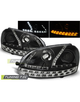 Fari Anteriori Luci Diurne Nero per Volkswagen Golf 5 2003-2008 (Cod. TT-LPVWF9)