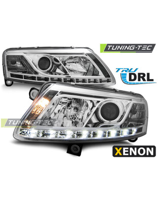 Fari Anteriori Luci Diurne DRL Cromato per Audi A6 C6 04/2004-2008 (Cod. TT-LPAU75)