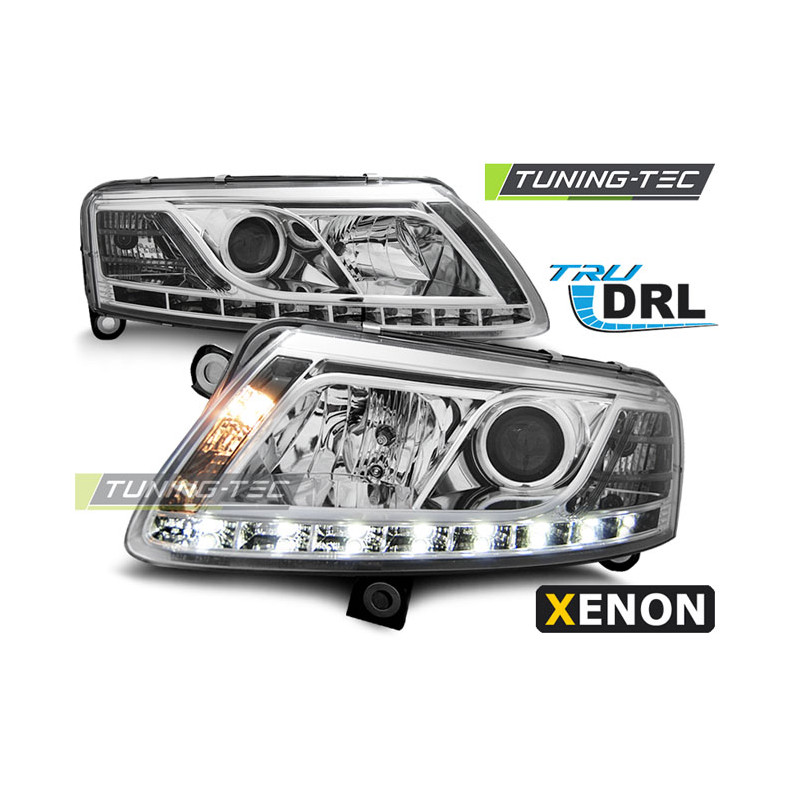 Fari Anteriori Luci Diurne DRL Cromato per Audi A6 C6 04/2004-2008 (Cod. TT-LPAU75)