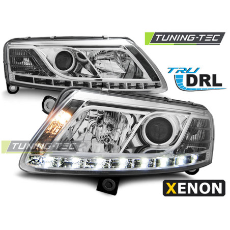 Fari Anteriori Luci Diurne DRL Cromato per Audi A6 C6 04/2004-2008 (Cod. TT-LPAU75)