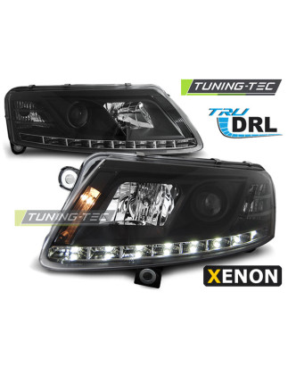Fari Anteriori Luci Diurne DRL Nero per Audi A6 C6 2004-2008 (Cod. TT-LPAU76)