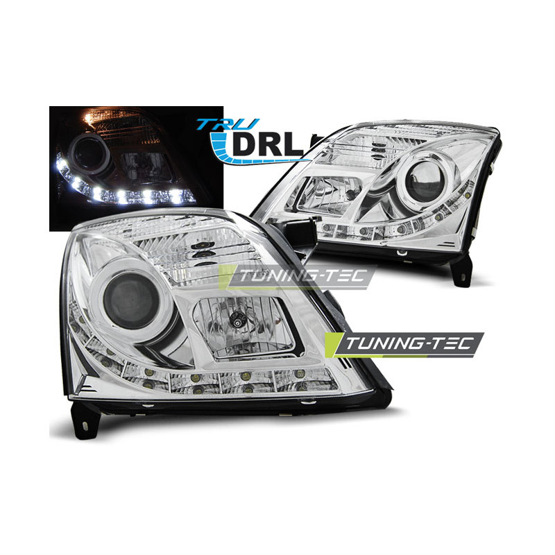 Fari Anteriori con Luci Diurne Luci Diurne DRL Cromato per Opel Vectra C Tru 04/2002-08/2005 (Cod. T