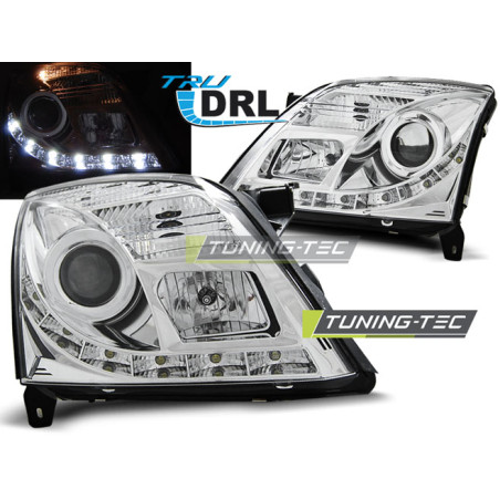 Fari Anteriori con Luci Diurne Luci Diurne DRL Cromato per Opel Vectra C Tru 04/2002-08/2005 (Cod. T