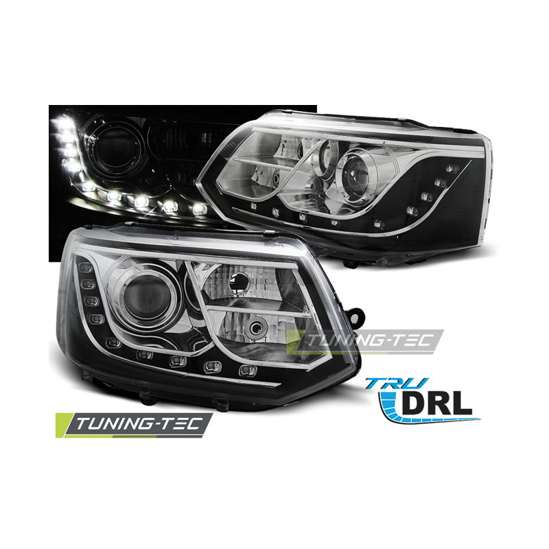 Fari Anteriori Luci Diurne DRL Cromato per Volkswagen T5 2010-2015 (Cod. TT-LPVWG1)